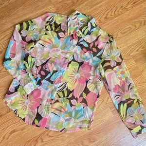 Vintage y2k collared sheer floral blouse